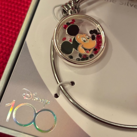 Disney Silver Bangle with Mickey Mouse and Red Charm - Picture 5 of 5